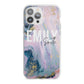 Custom Name Purple Gold Glitter Marble iPhone 13 Pro Max TPU Impact Case with White Edges