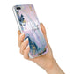 Custom Name Purple Gold Glitter Marble iPhone 7 Plus Bumper Case on Silver iPhone Alternative Image