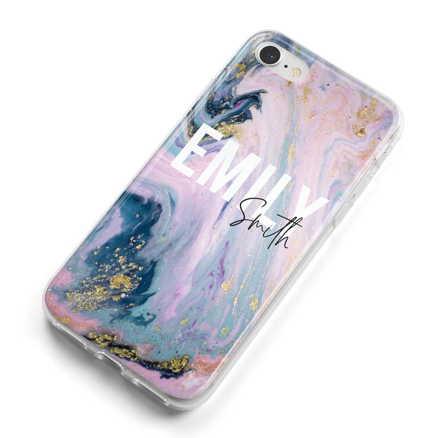 Custom Name Purple Gold Glitter Marble iPhone 8 Bumper Case on Silver iPhone Alternative Image