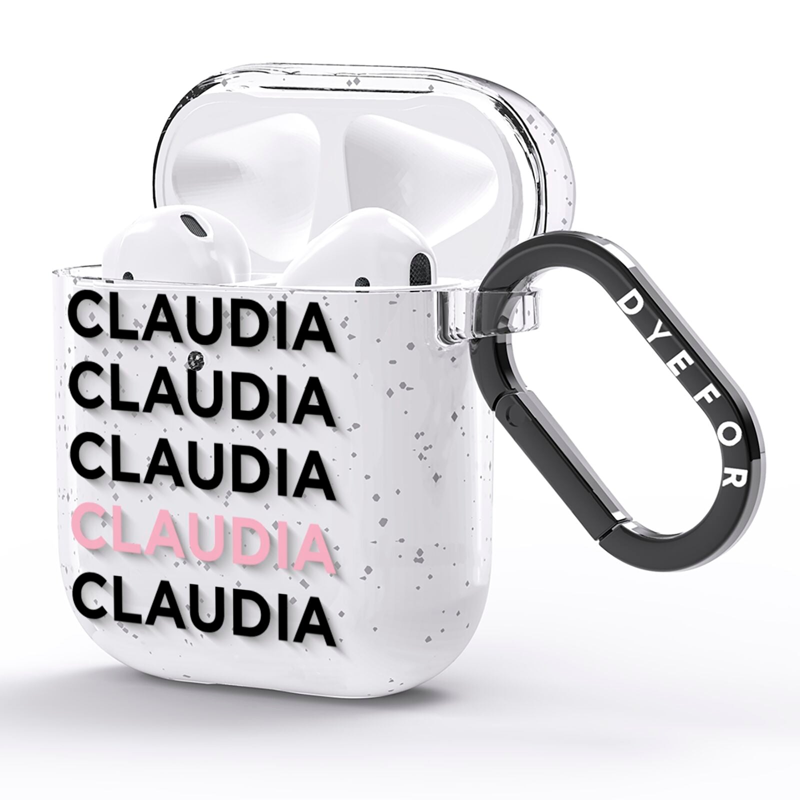 Custom Name Repeat AirPods Glitter Case Side Image