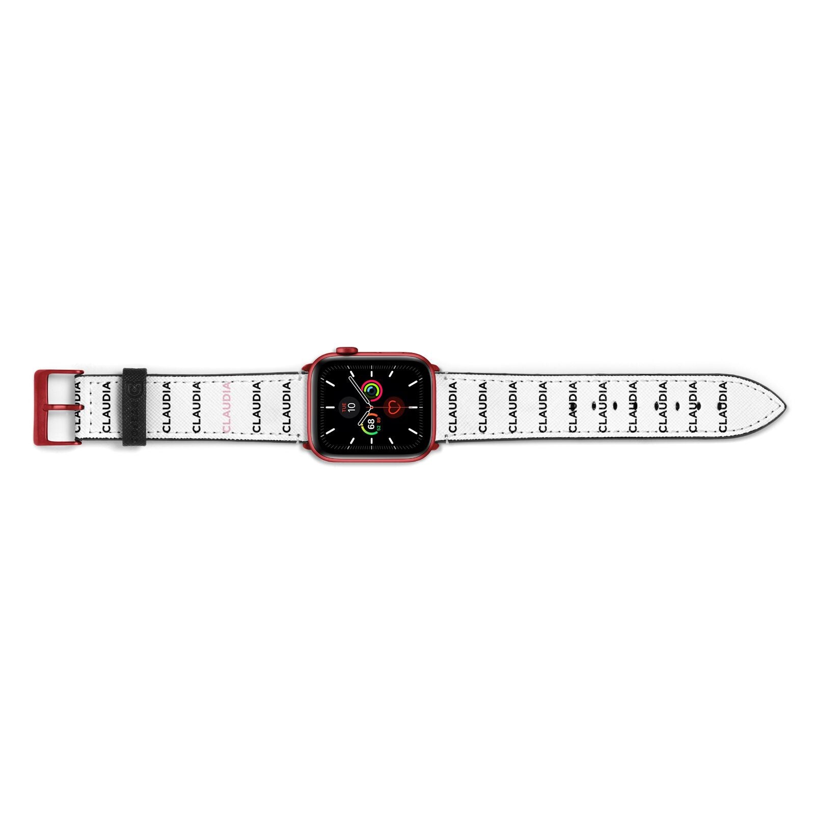Custom Name Repeat Apple Watch Strap Landscape Image Red Hardware