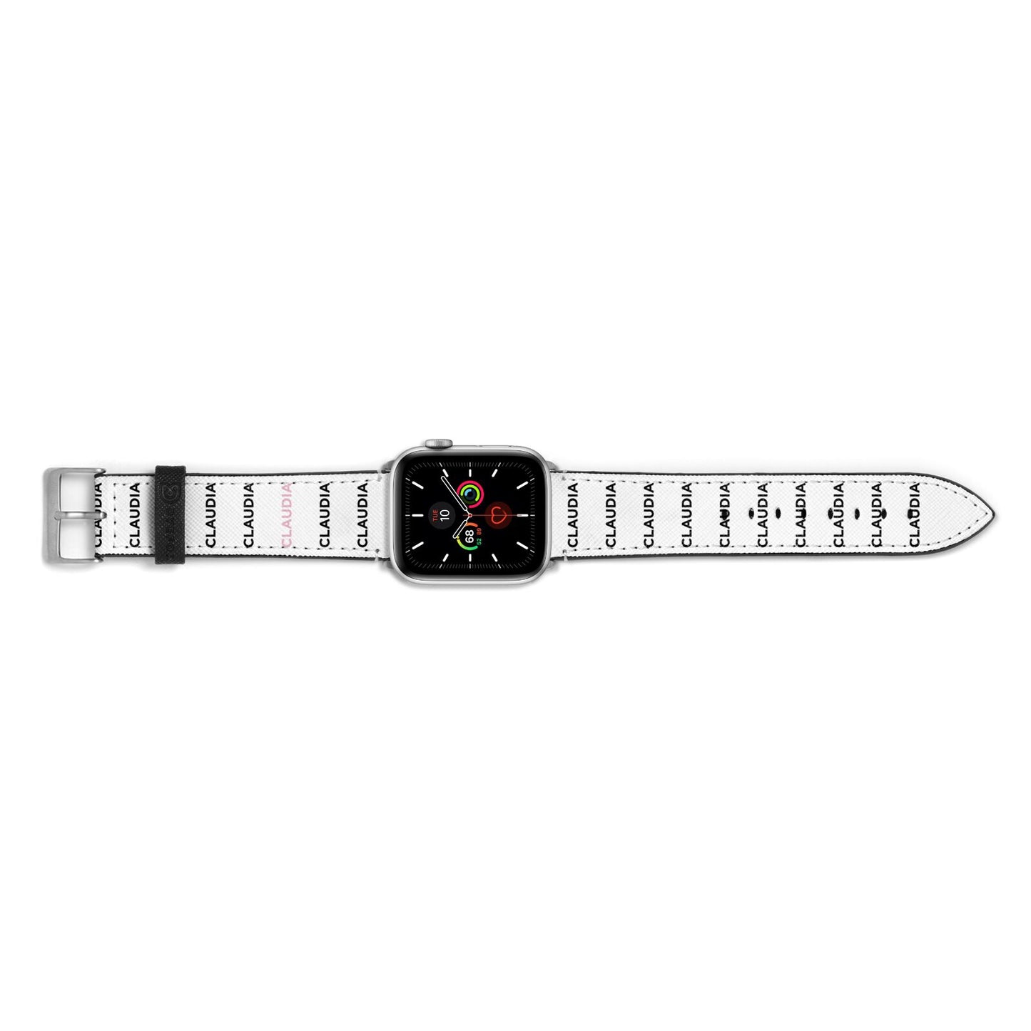 Custom Name Repeat Apple Watch Strap Landscape Image Silver Hardware