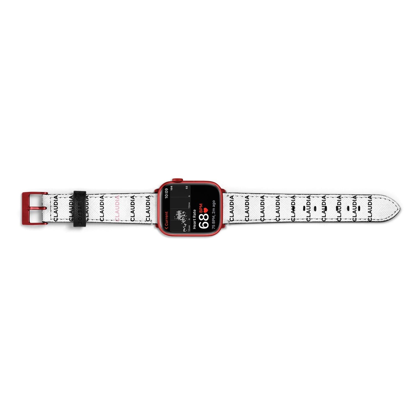 Custom Name Repeat Apple Watch Strap Size 38mm Landscape Image Red Hardware
