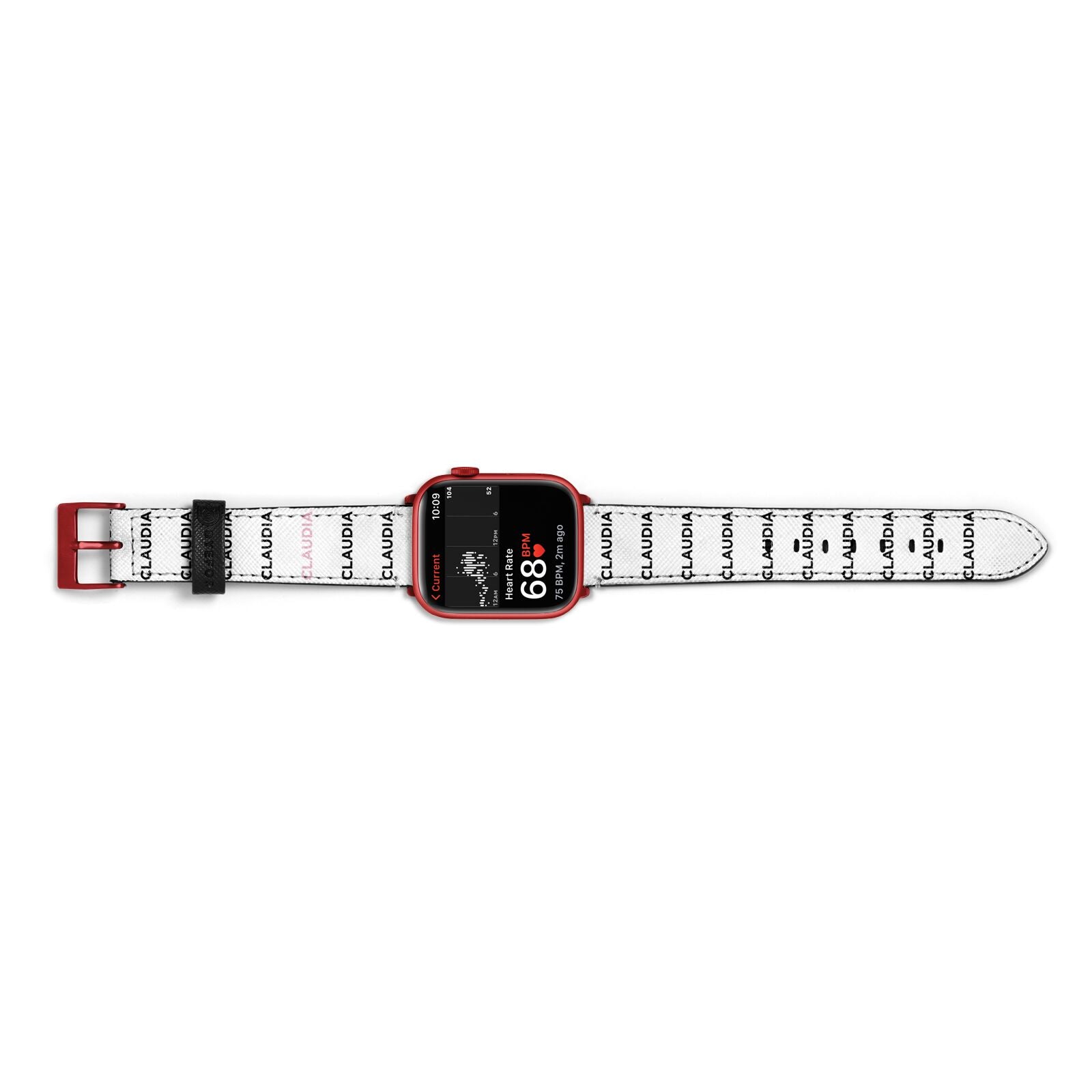 Custom Name Repeat Apple Watch Strap Size 38mm Landscape Image Red Hardware