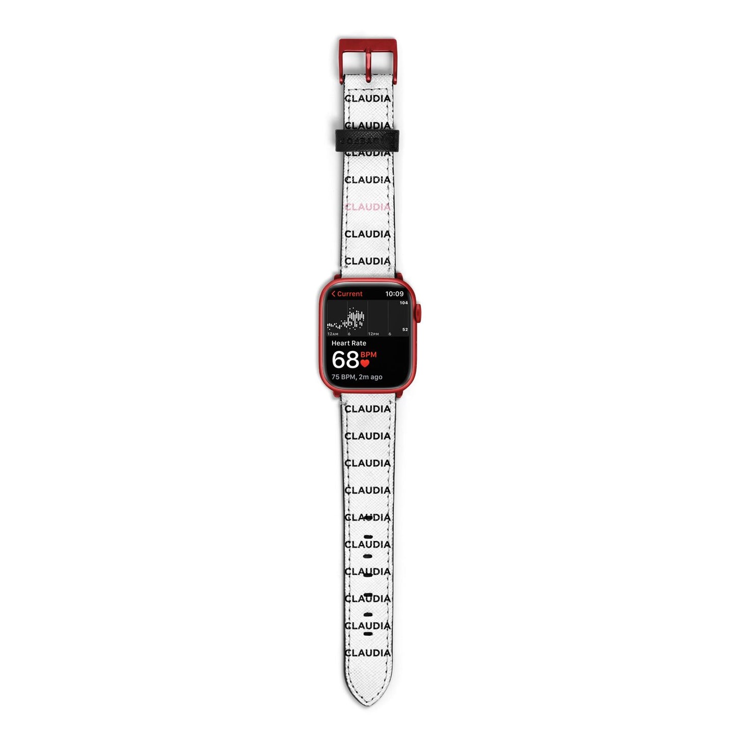 Custom Name Repeat Apple Watch Strap Size 38mm with Red Hardware