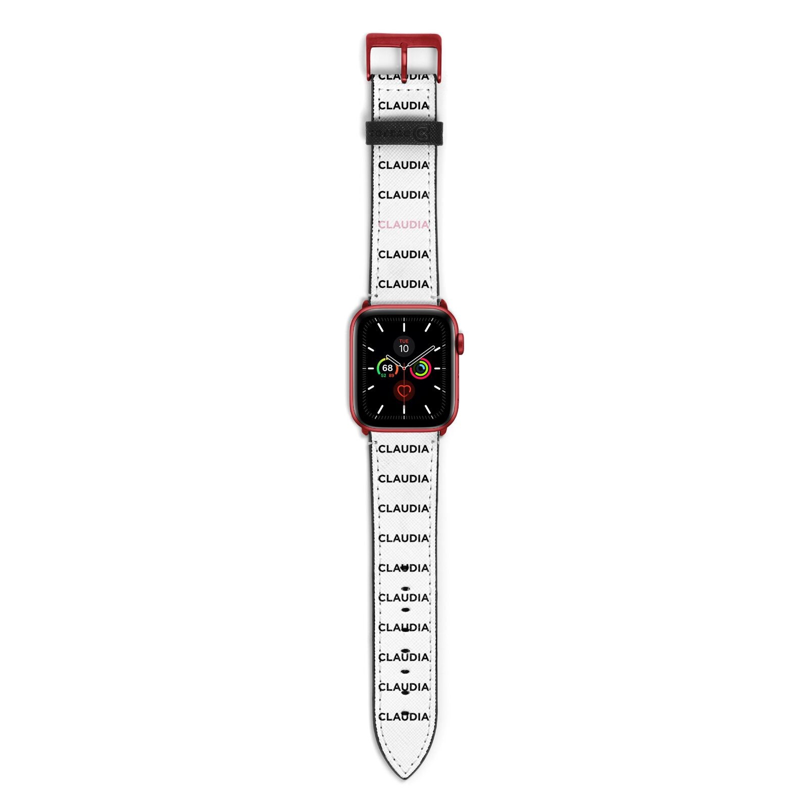 Custom Name Repeat Apple Watch Strap with Red Hardware