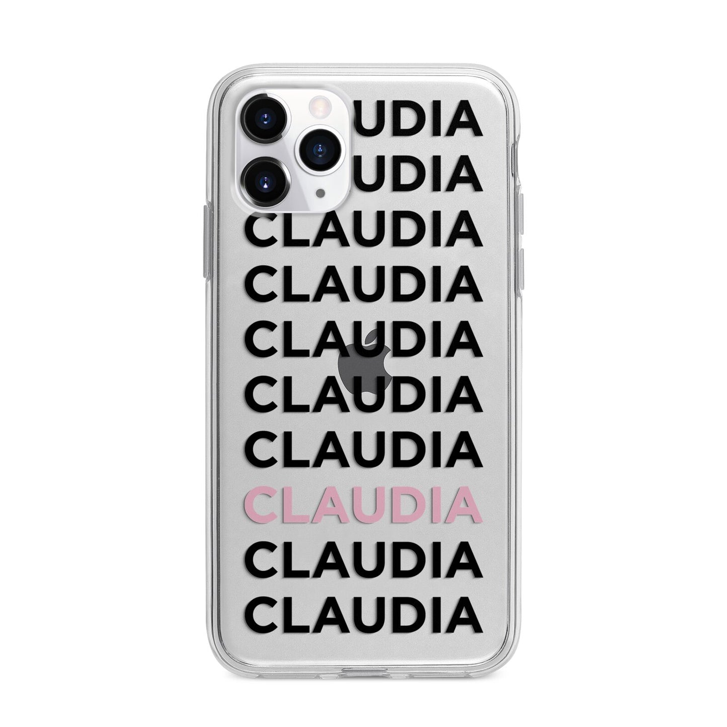 Custom Name Repeat Apple iPhone 11 Pro in Silver with Bumper Case