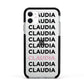 Custom Name Repeat Apple iPhone 11 in White with Black Impact Case