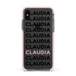 Custom Name Repeat Apple iPhone Xs Impact Case Pink Edge on Black Phone