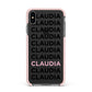 Custom Name Repeat Apple iPhone Xs Max Impact Case Pink Edge on Black Phone