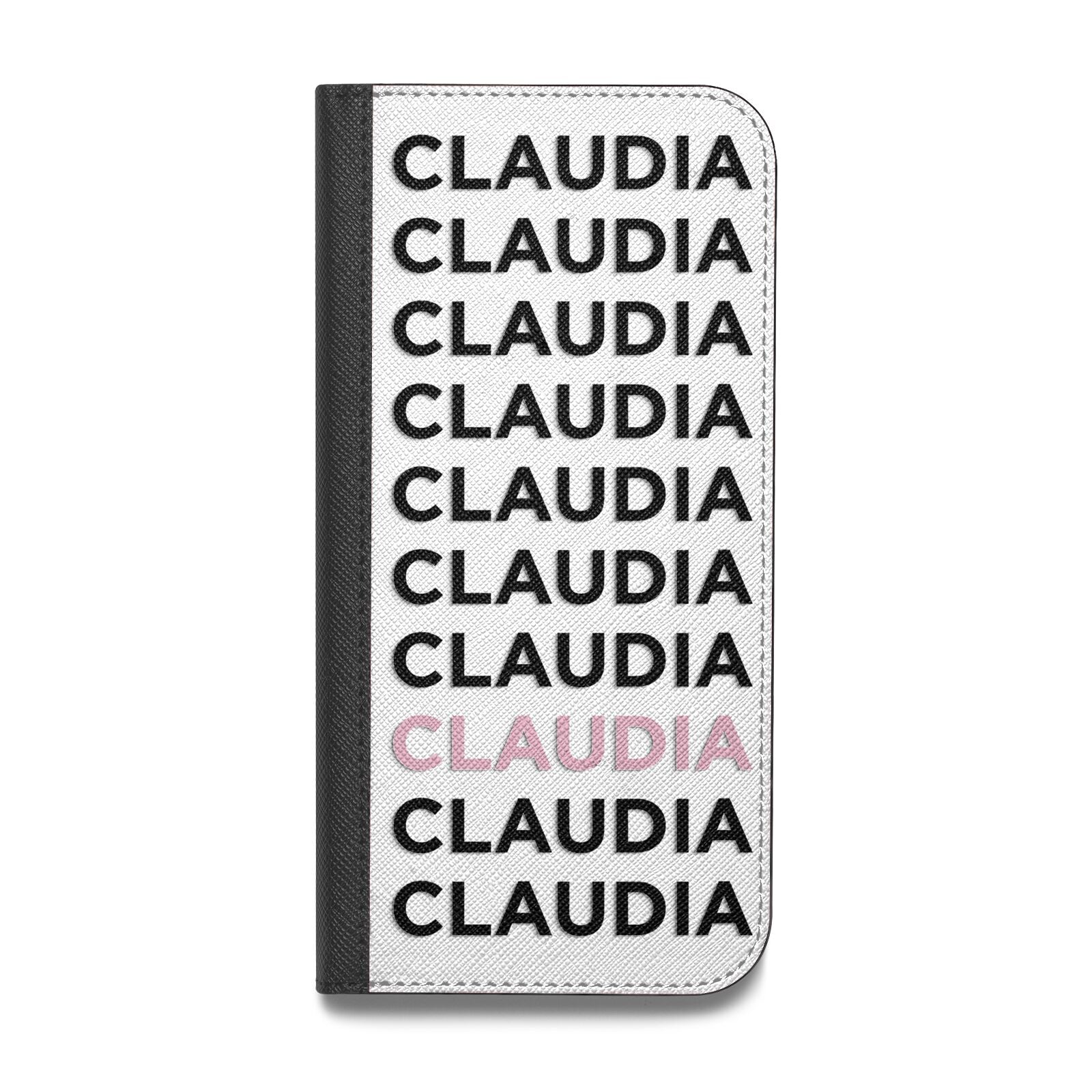 Custom Name Repeat Vegan Leather Flip Samsung Case