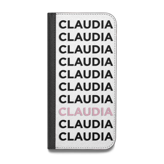 Custom Name Repeat Vegan Leather Flip iPhone Case