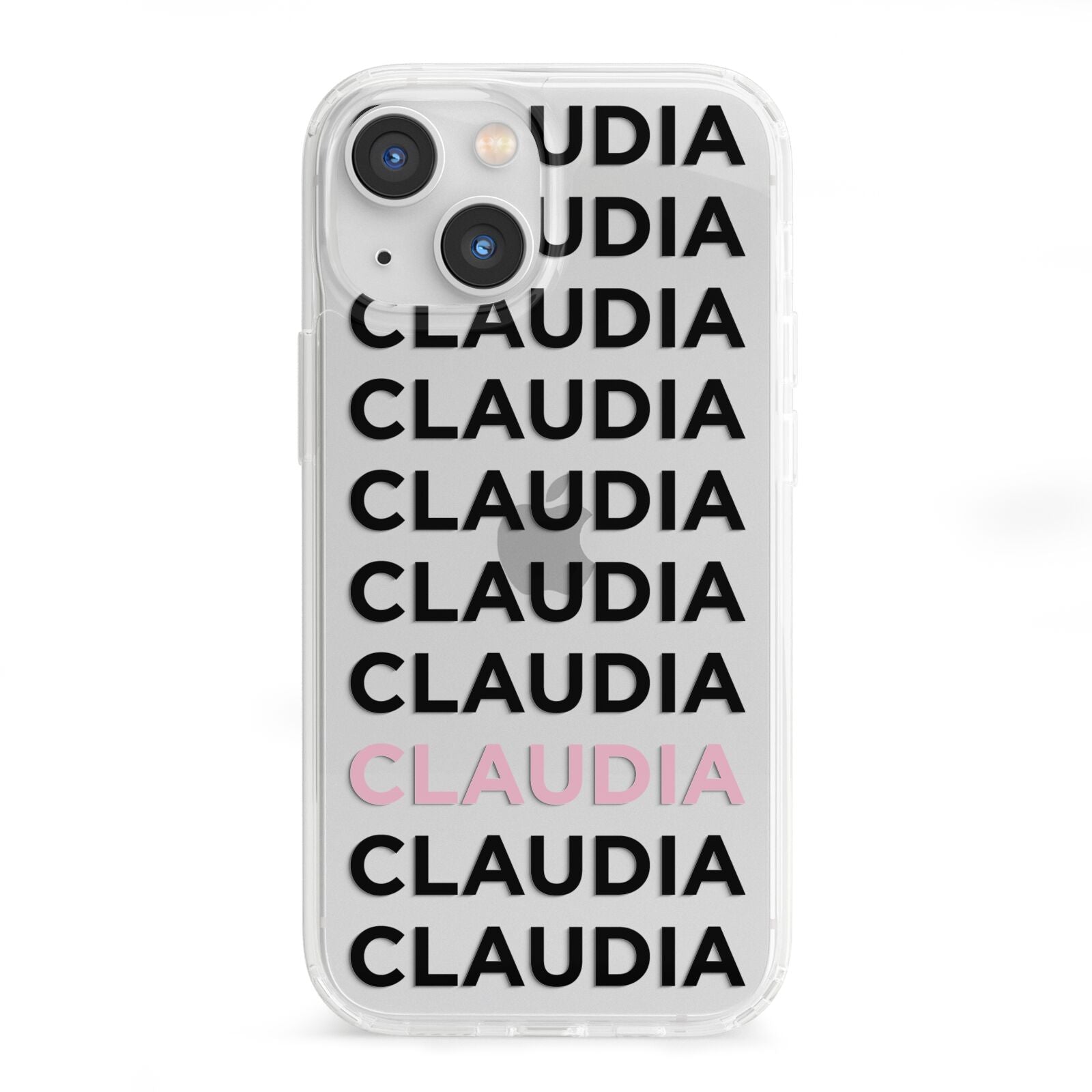 Custom Name Repeat iPhone 13 Mini Clear Bumper Case