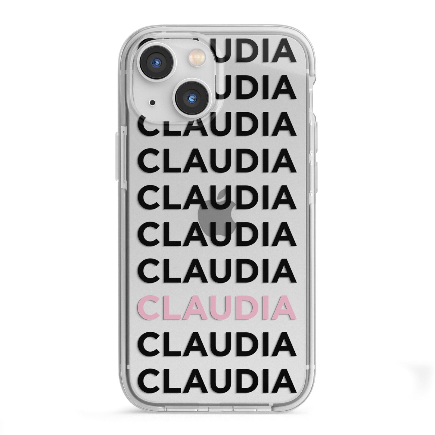 Custom Name Repeat iPhone 13 Mini TPU Impact Case with White Edges