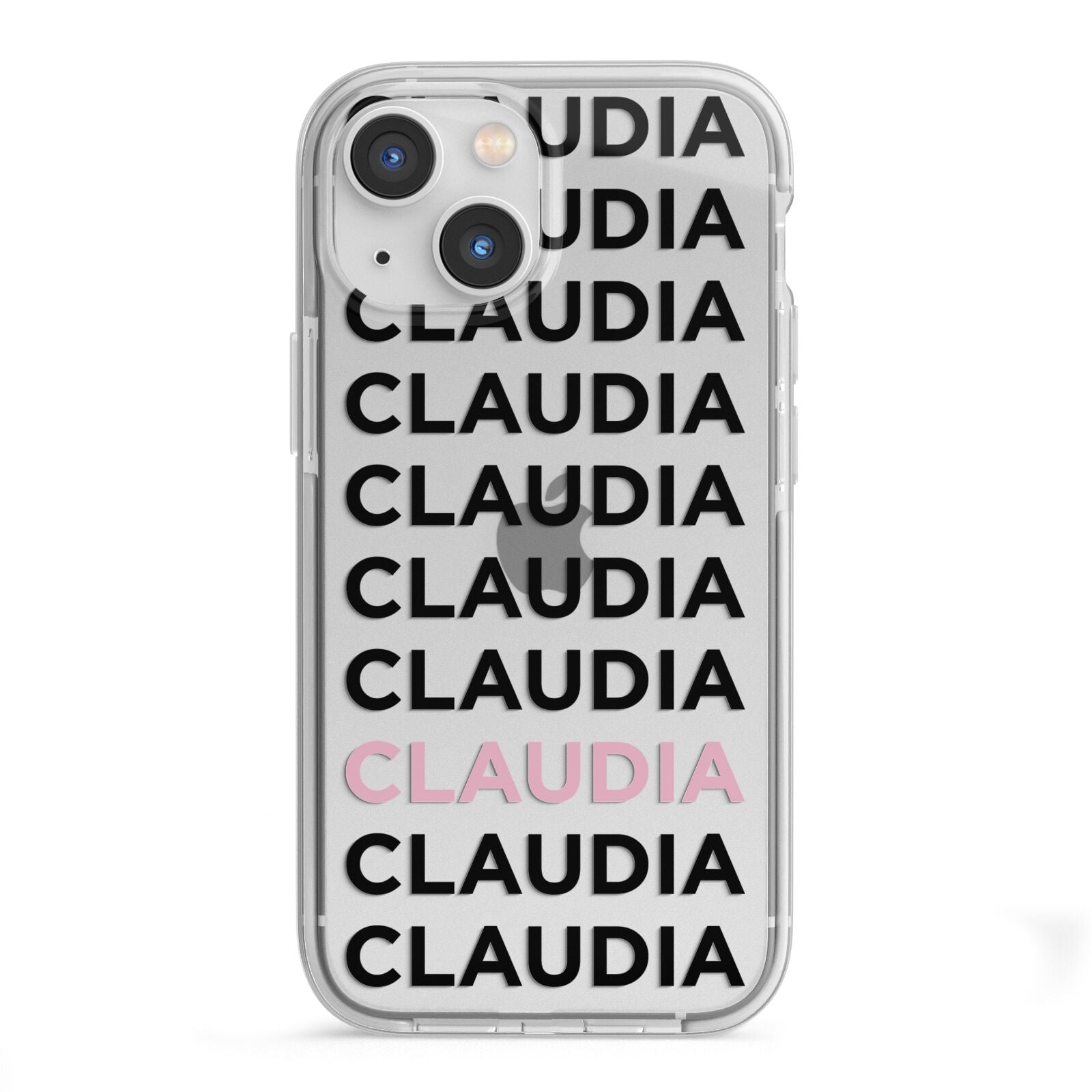 Custom Name Repeat iPhone 13 Mini TPU Impact Case with White Edges