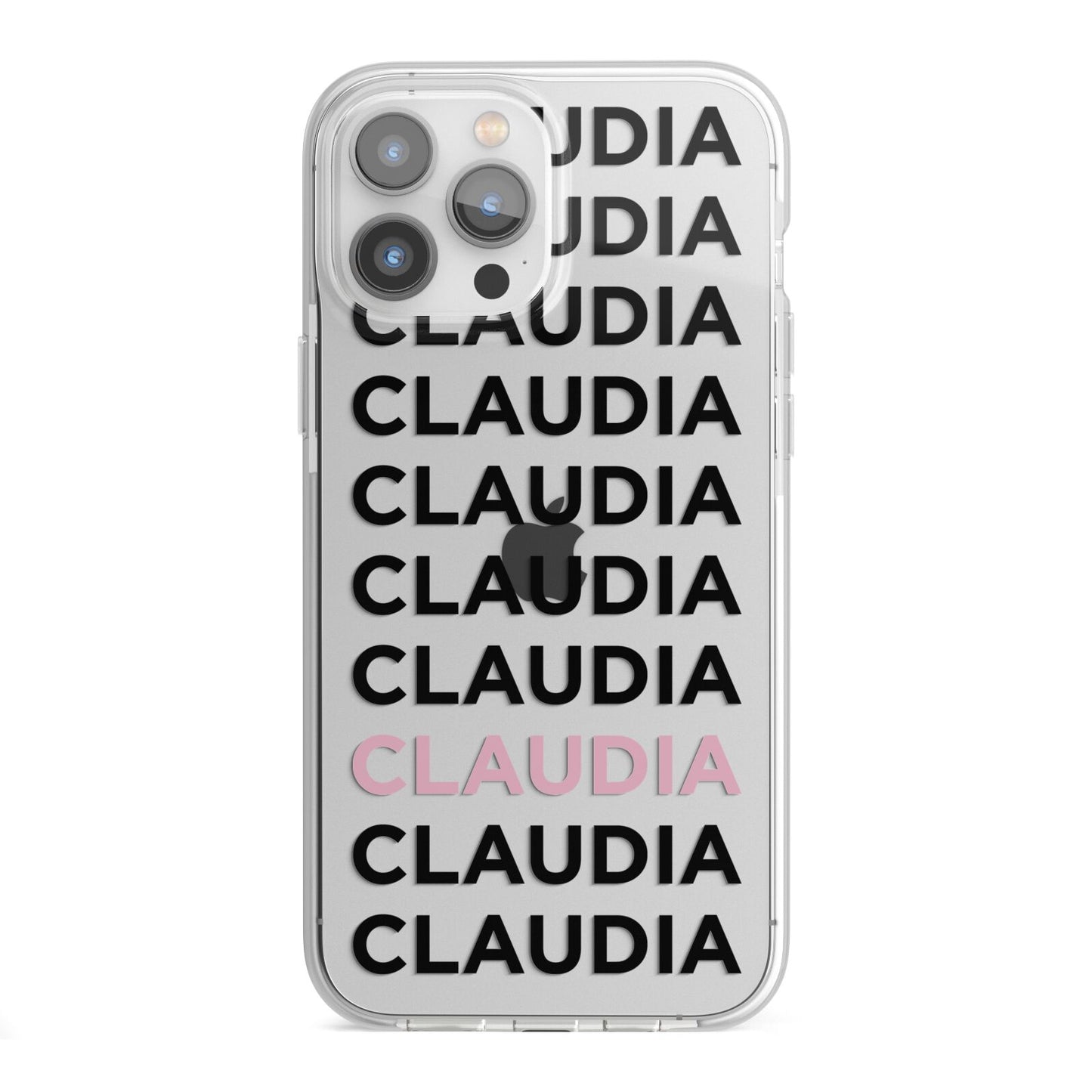 Custom Name Repeat iPhone 13 Pro Max TPU Impact Case with White Edges