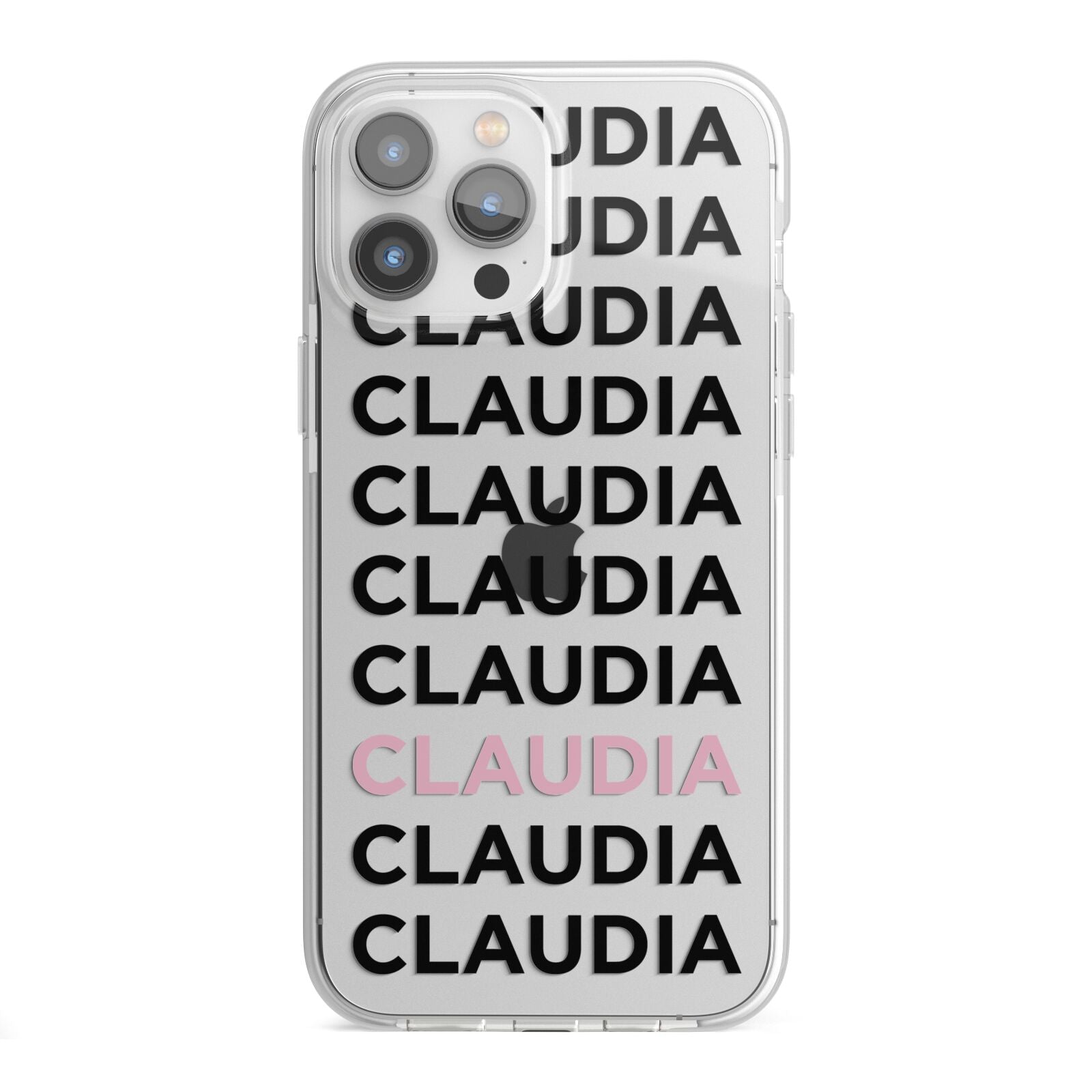 Custom Name Repeat iPhone 13 Pro Max TPU Impact Case with White Edges