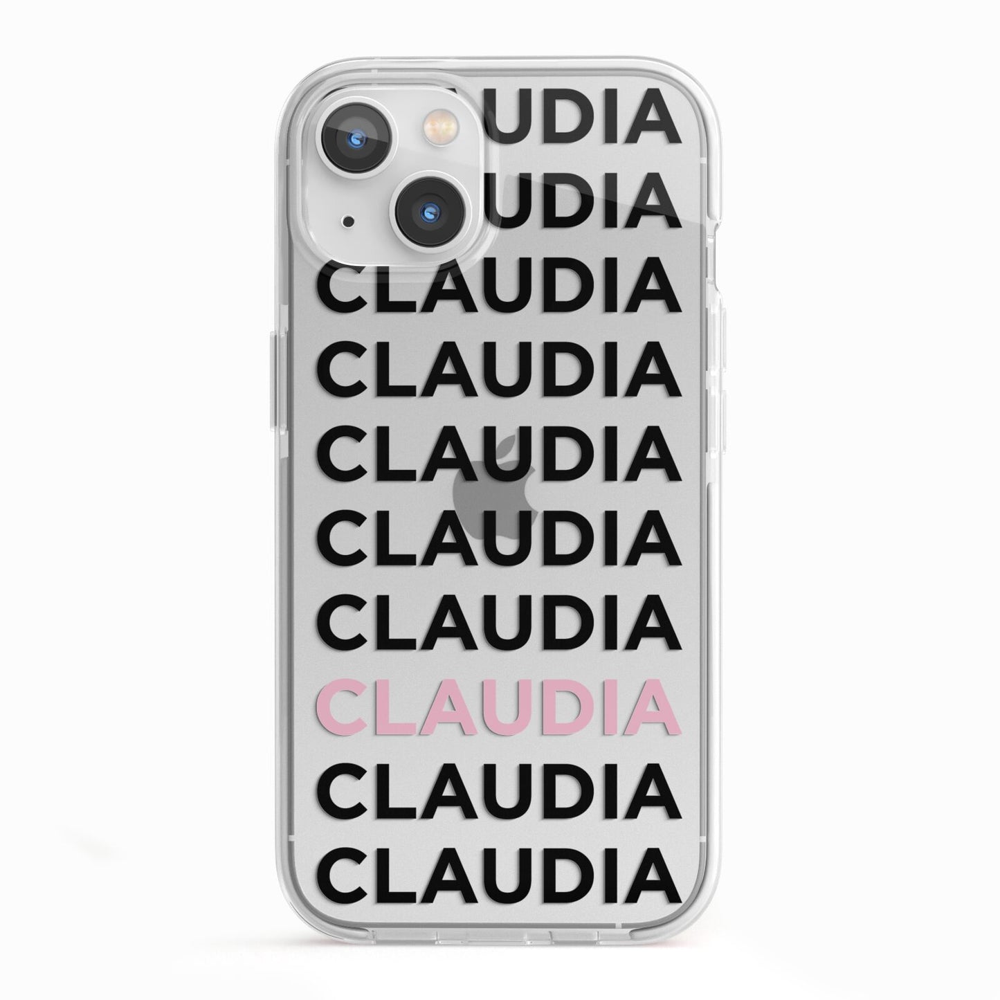 Custom Name Repeat iPhone 13 TPU Impact Case with White Edges