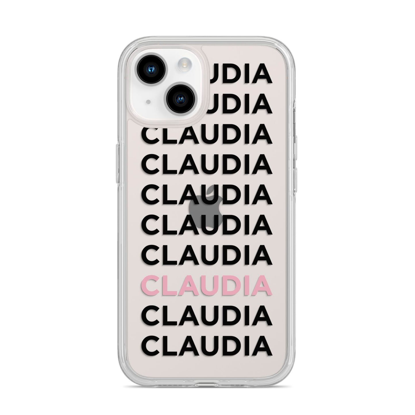 Custom Name Repeat iPhone 14 Clear Tough Case Starlight