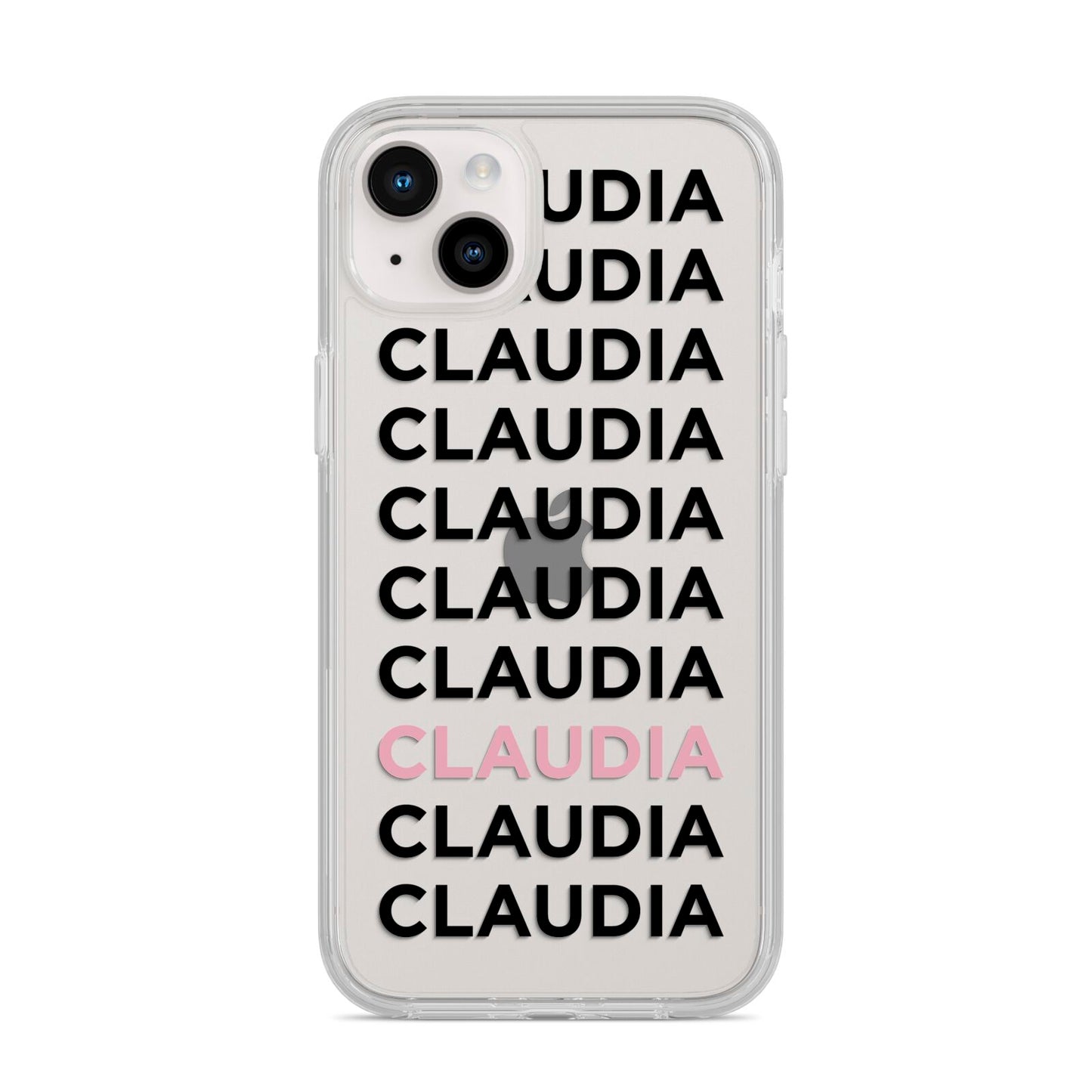Custom Name Repeat iPhone 14 Plus Clear Tough Case Starlight