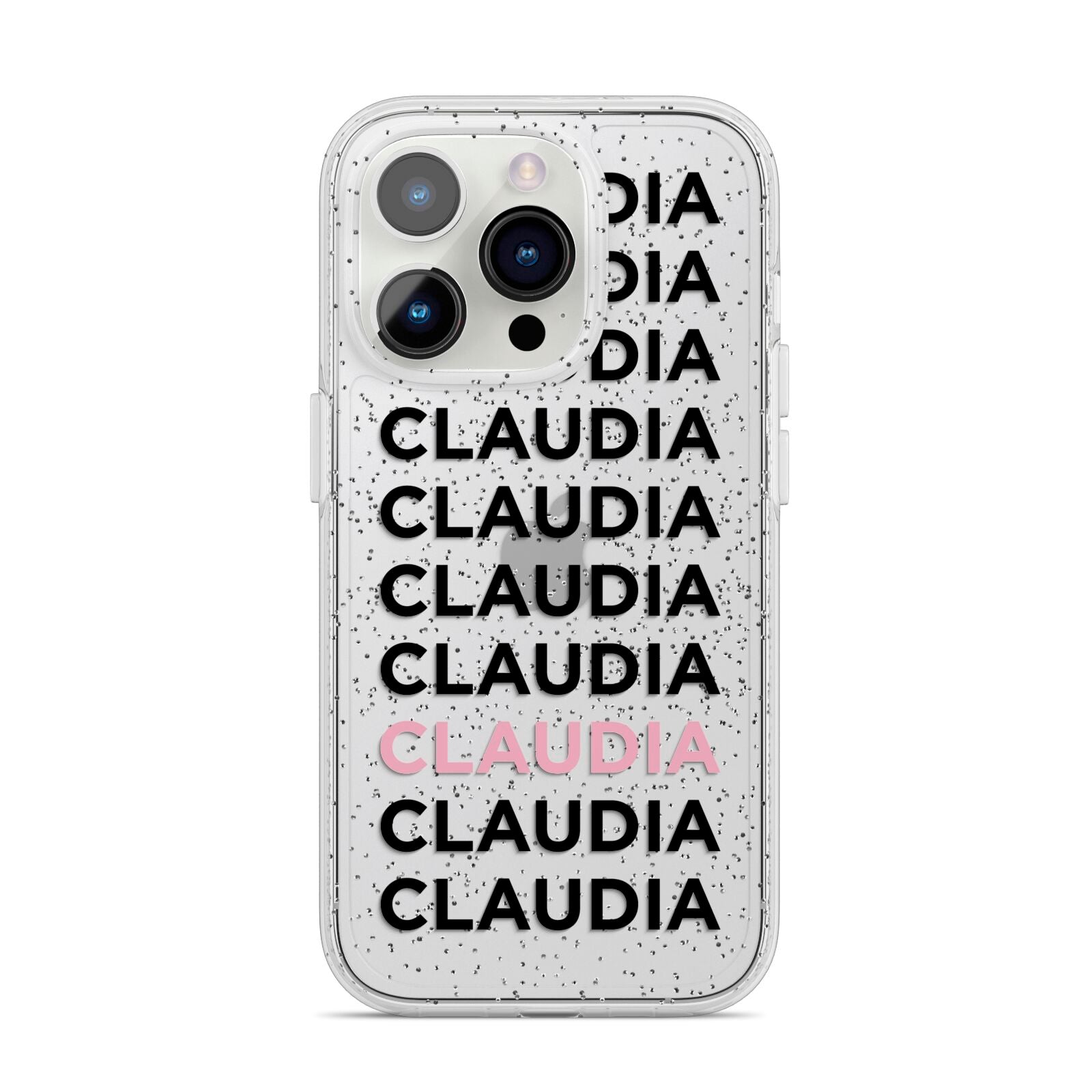 Custom Name Repeat iPhone 14 Pro Glitter Tough Case Silver