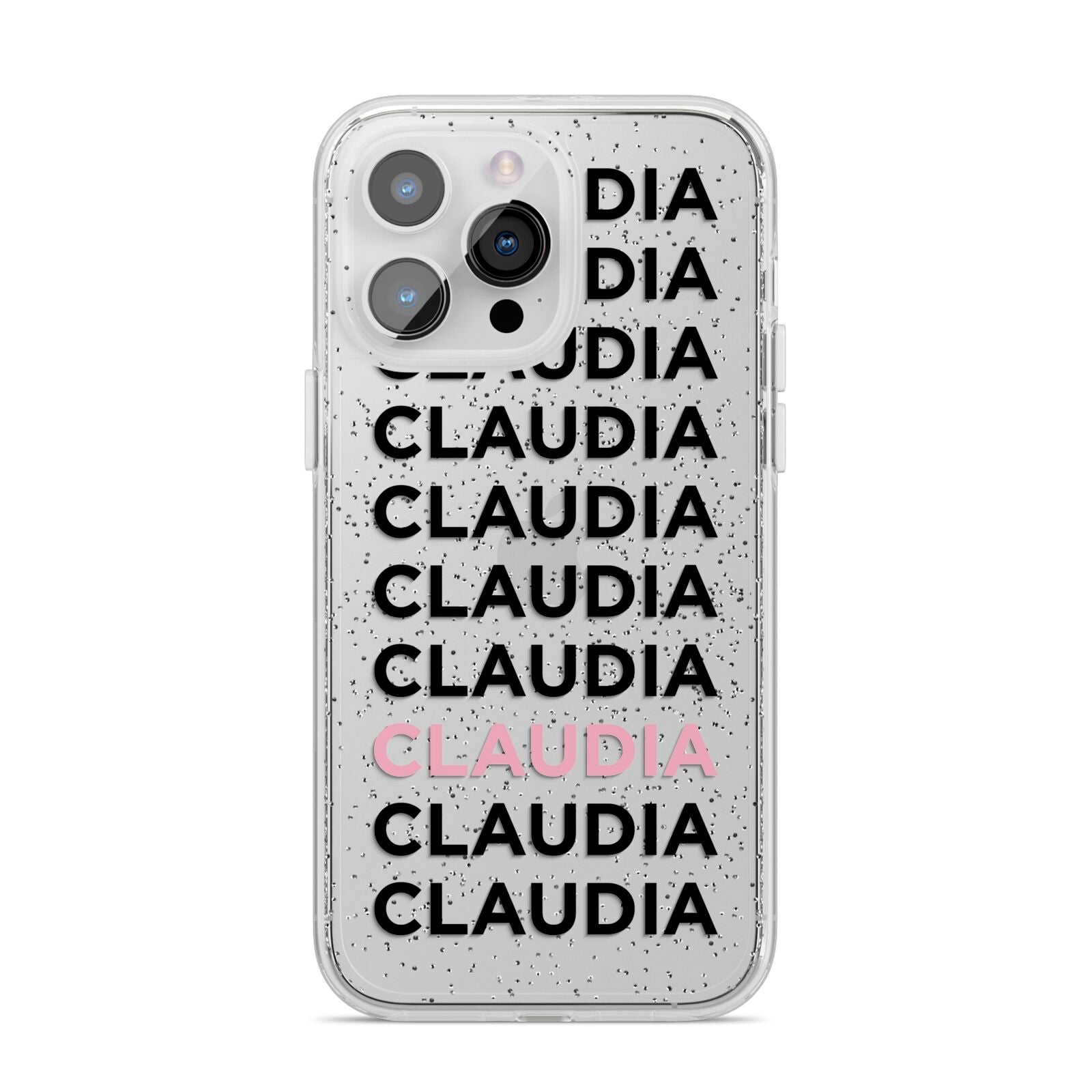 Custom Name Repeat iPhone 14 Pro Max Glitter Tough Case Silver