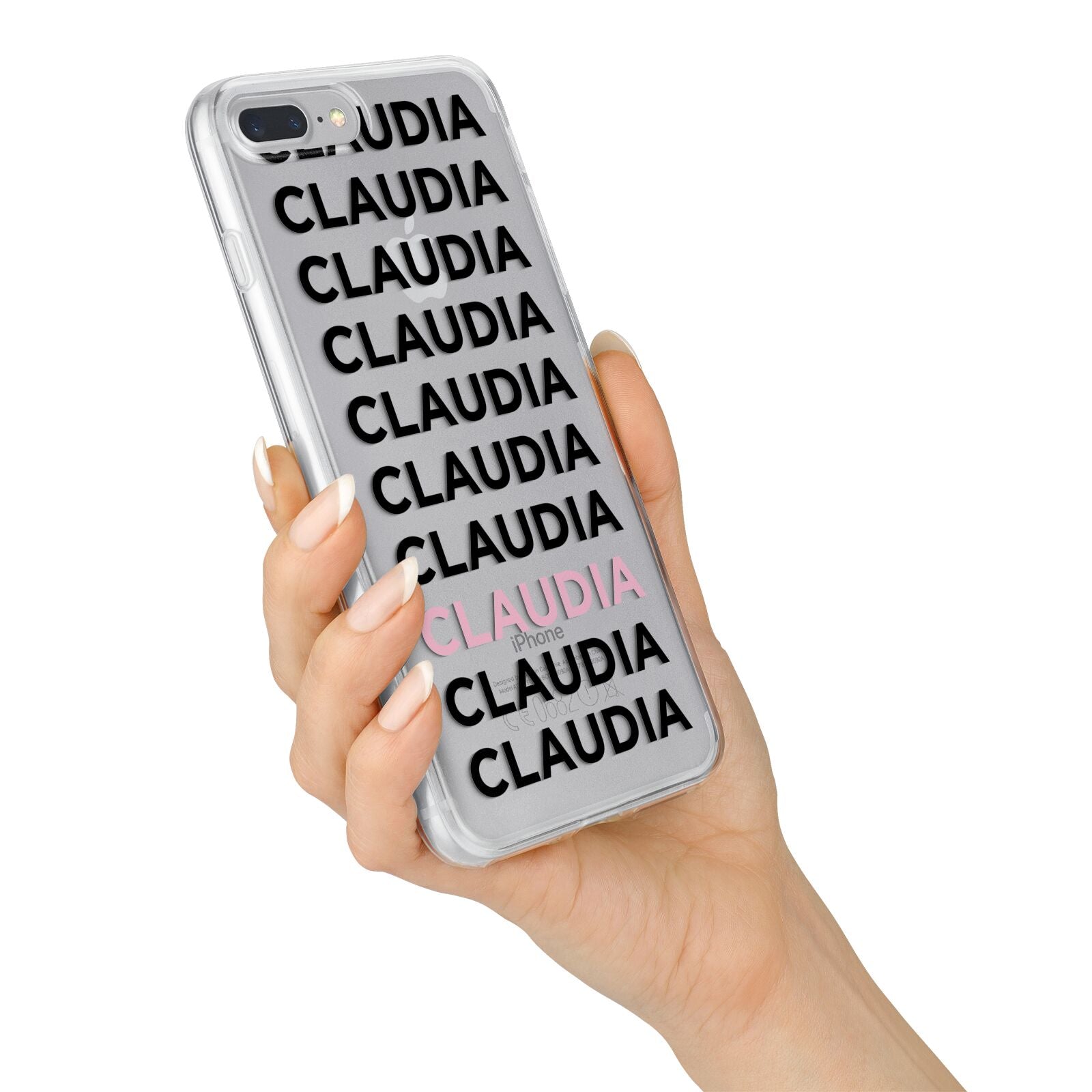 Custom Name Repeat iPhone 7 Plus Bumper Case on Silver iPhone Alternative Image