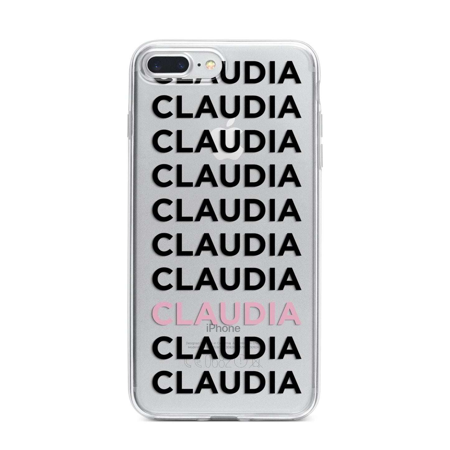 Custom Name Repeat iPhone 7 Plus Bumper Case on Silver iPhone