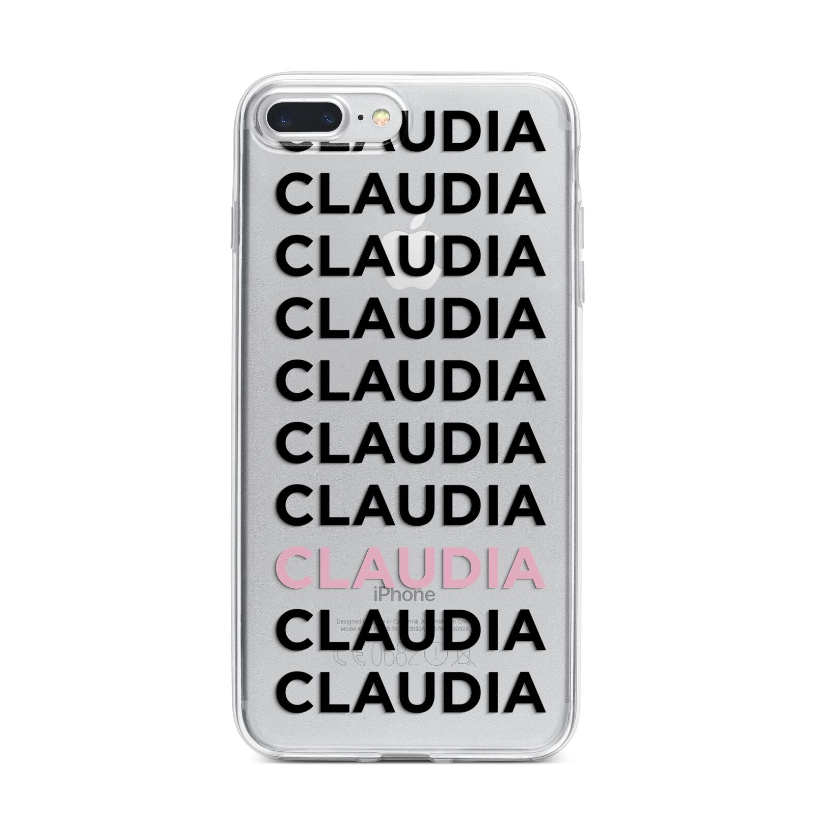 Custom Name Repeat iPhone 7 Plus Bumper Case on Silver iPhone