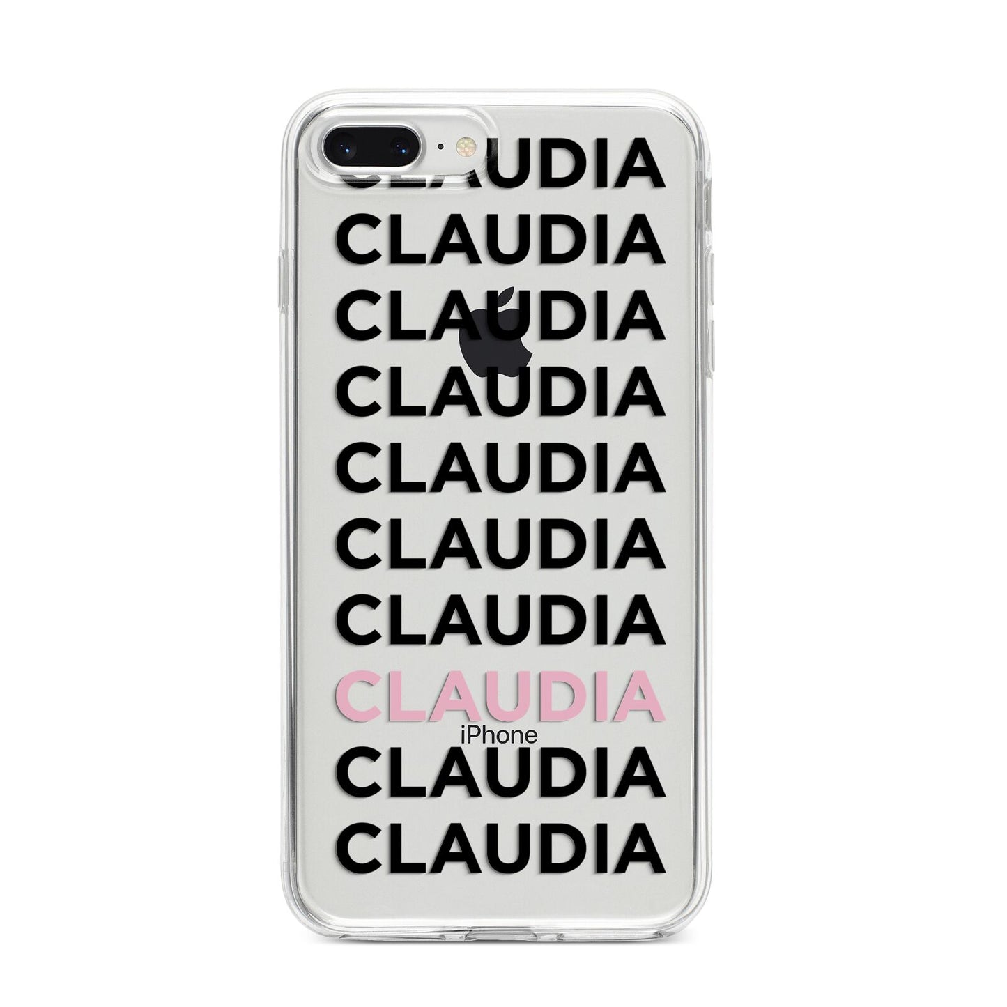Custom Name Repeat iPhone 8 Plus Bumper Case on Silver iPhone