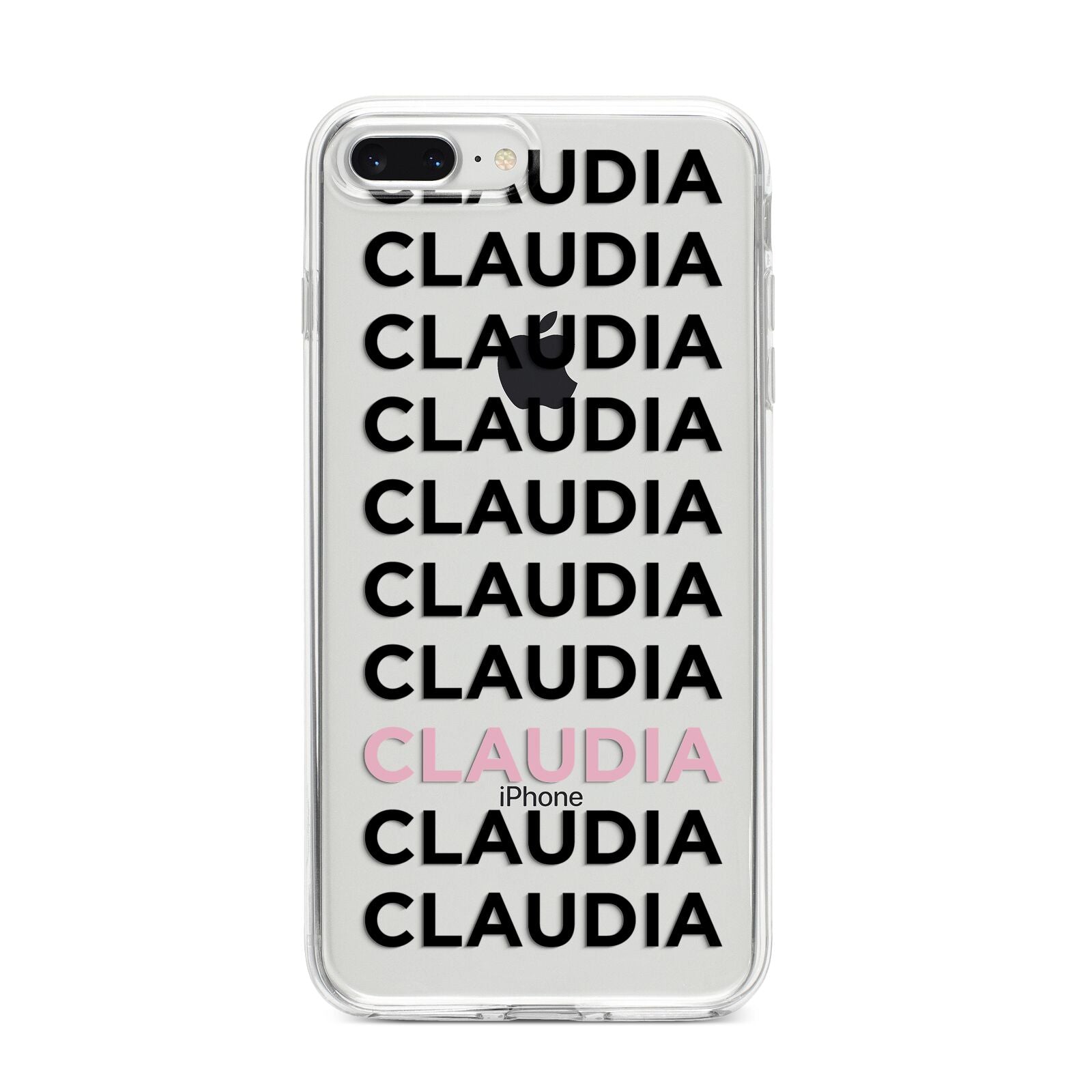 Custom Name Repeat iPhone 8 Plus Bumper Case on Silver iPhone