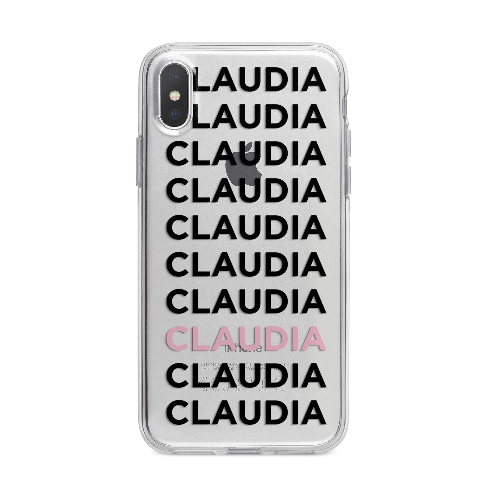 Custom Name Repeat iPhone X Bumper Case on Silver iPhone Alternative Image 1