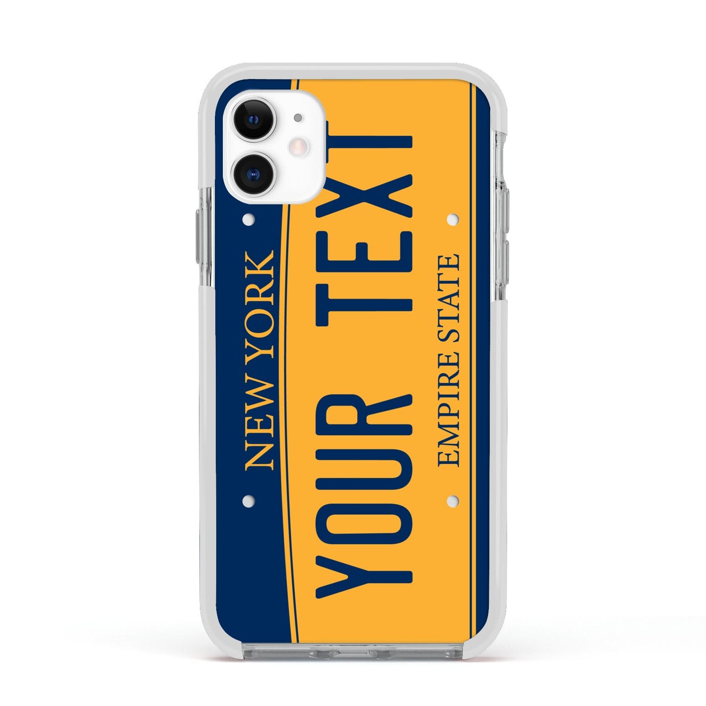 Custom New York License Plate Apple iPhone 11 in White with White Impact Case