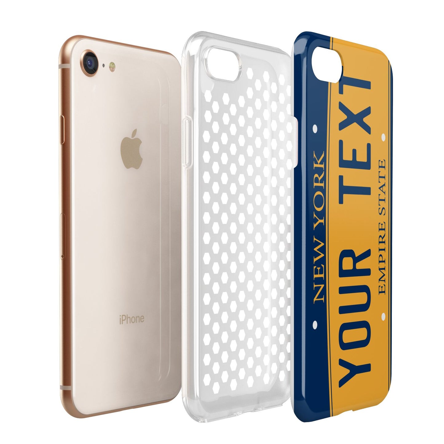 Custom New York License Plate Apple iPhone 7 8 3D Tough Case Expanded View