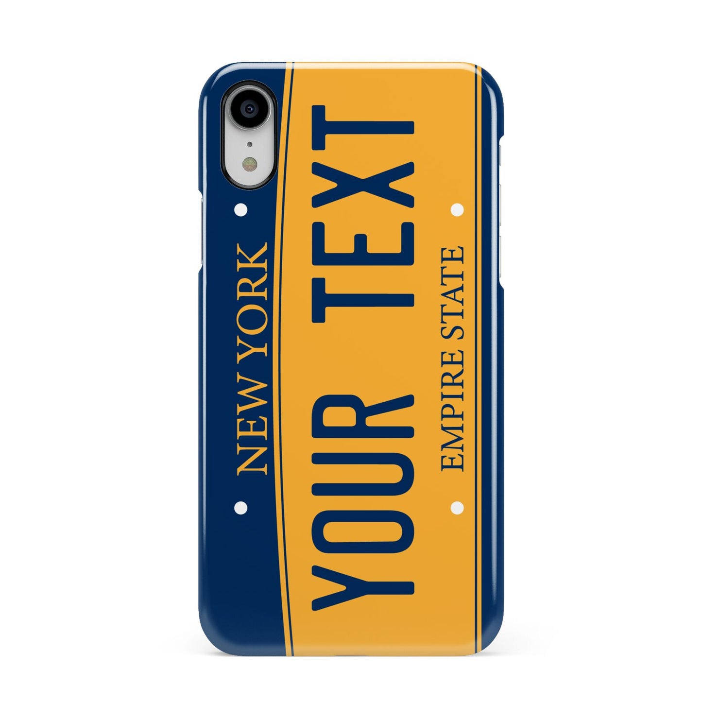 Custom New York License Plate Apple iPhone XR White 3D Snap Case