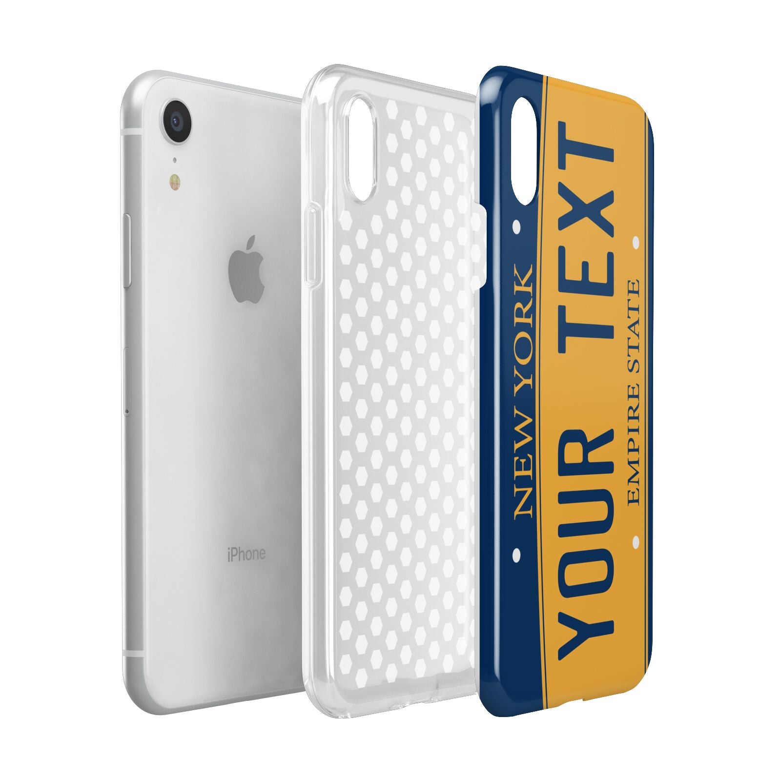 Custom New York License Plate Apple iPhone XR White 3D Tough Case Expanded view