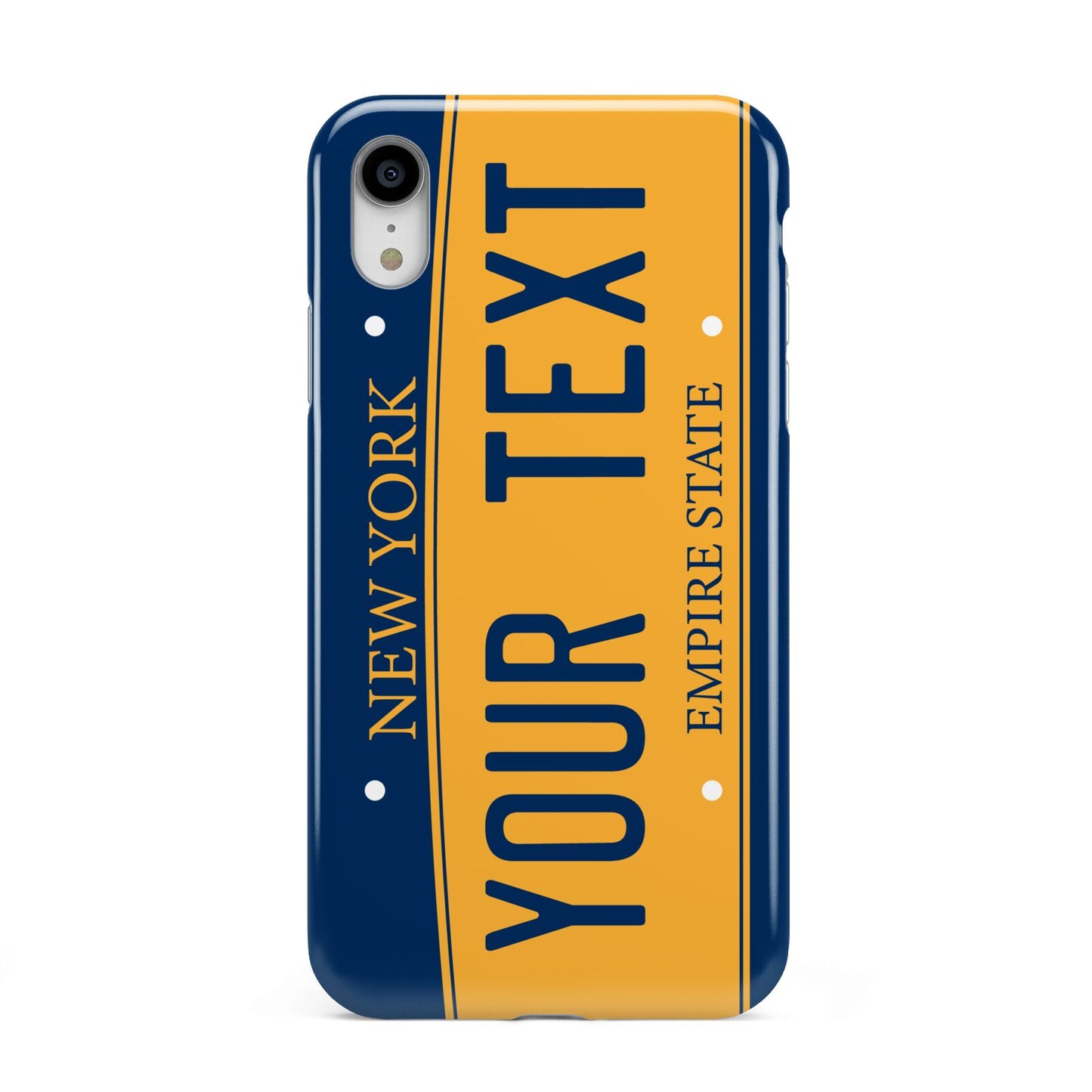 Custom New York License Plate Apple iPhone XR White 3D Tough Case