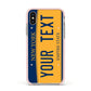 Custom New York License Plate Apple iPhone Xs Impact Case Pink Edge on Gold Phone