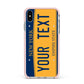 Custom New York License Plate Apple iPhone Xs Max Impact Case Pink Edge on Silver Phone