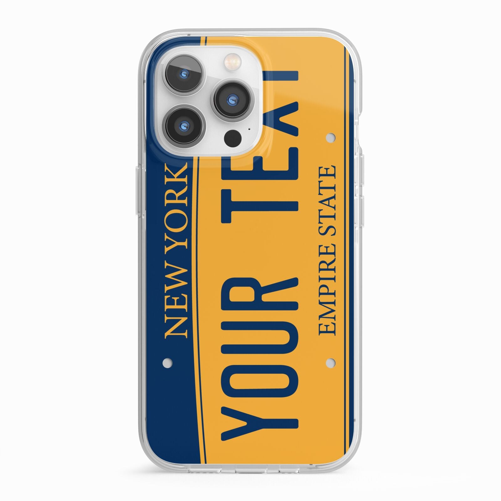 Custom New York License Plate iPhone 13 Pro TPU Impact Case with White Edges