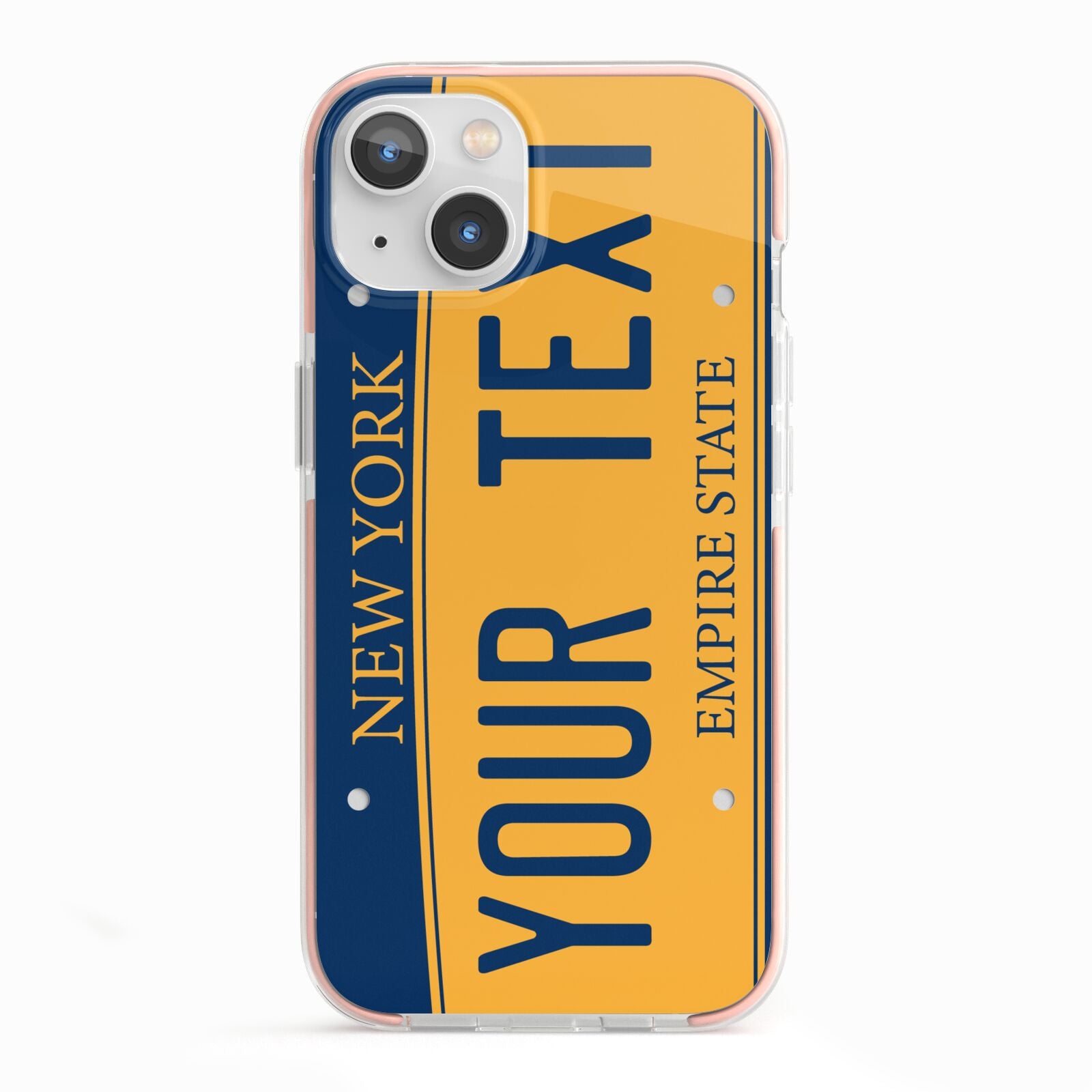 Custom New York License Plate iPhone 13 TPU Impact Case with Pink Edges