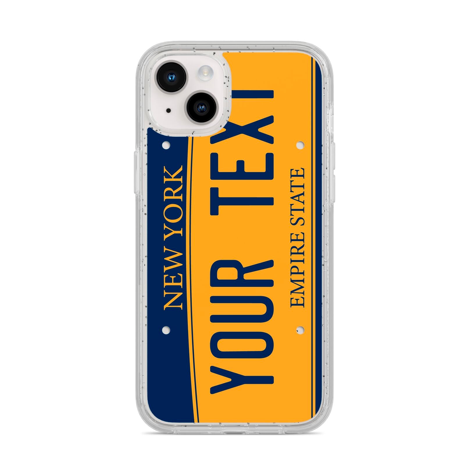 Custom New York License Plate iPhone 14 Plus Glitter Tough Case Starlight