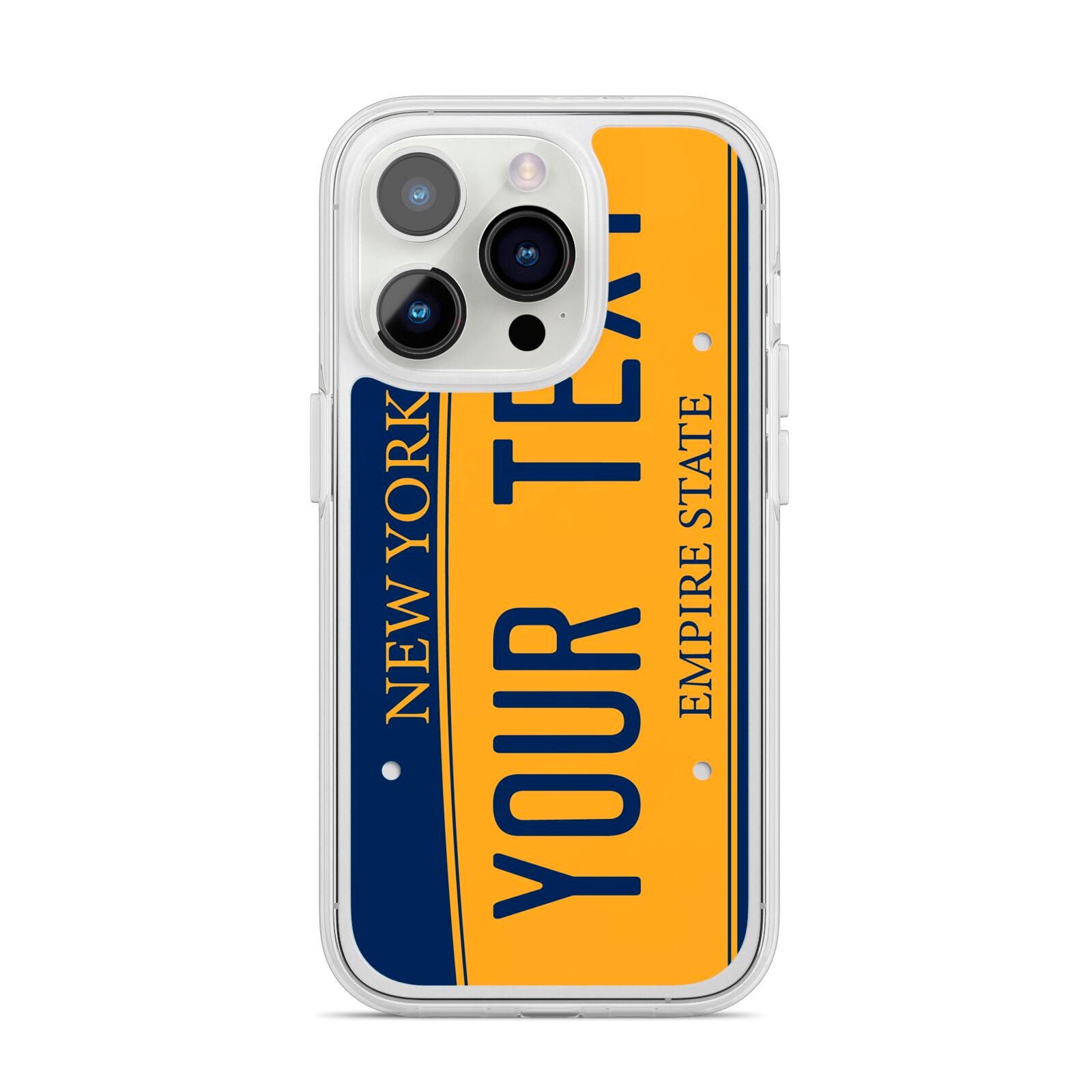 Custom New York License Plate iPhone 14 Pro Clear Tough Case Silver