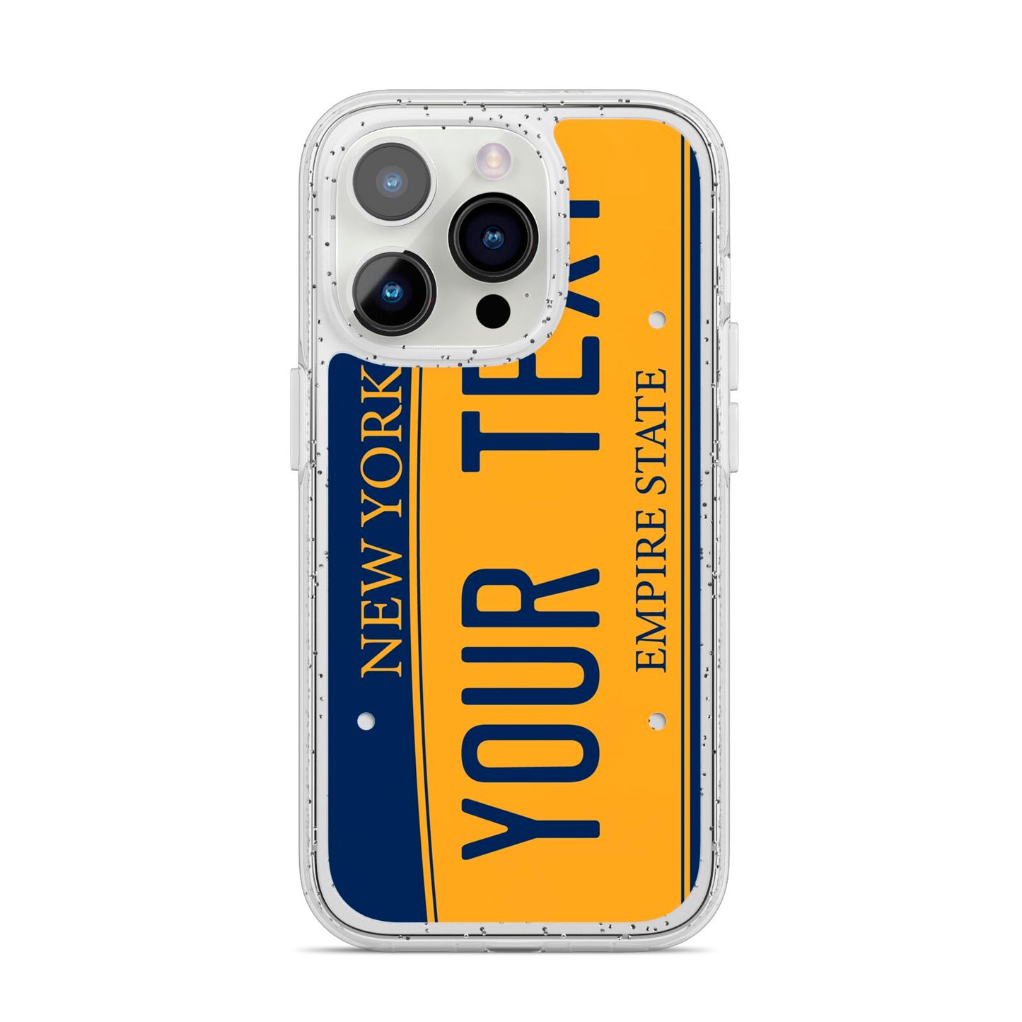Custom New York License Plate iPhone 14 Pro Glitter Tough Case Silver