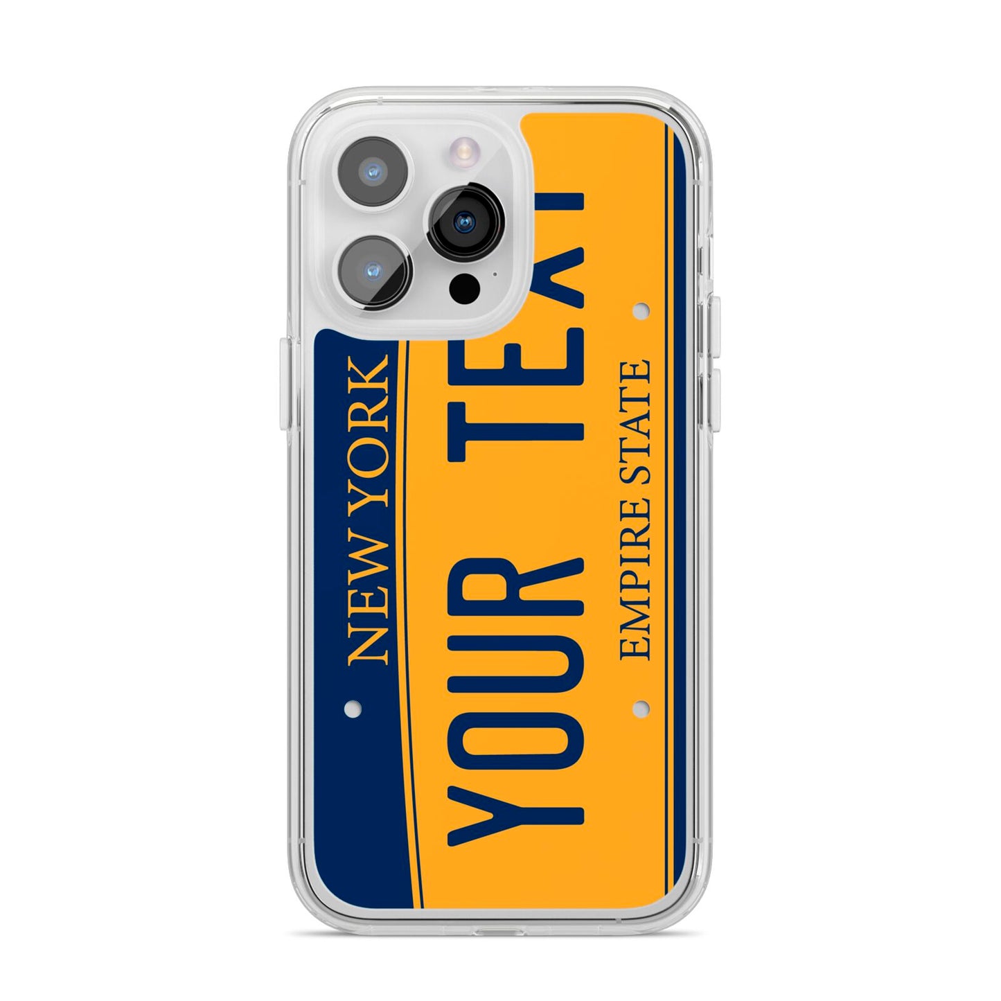 Custom New York License Plate iPhone 14 Pro Max Clear Tough Case Silver