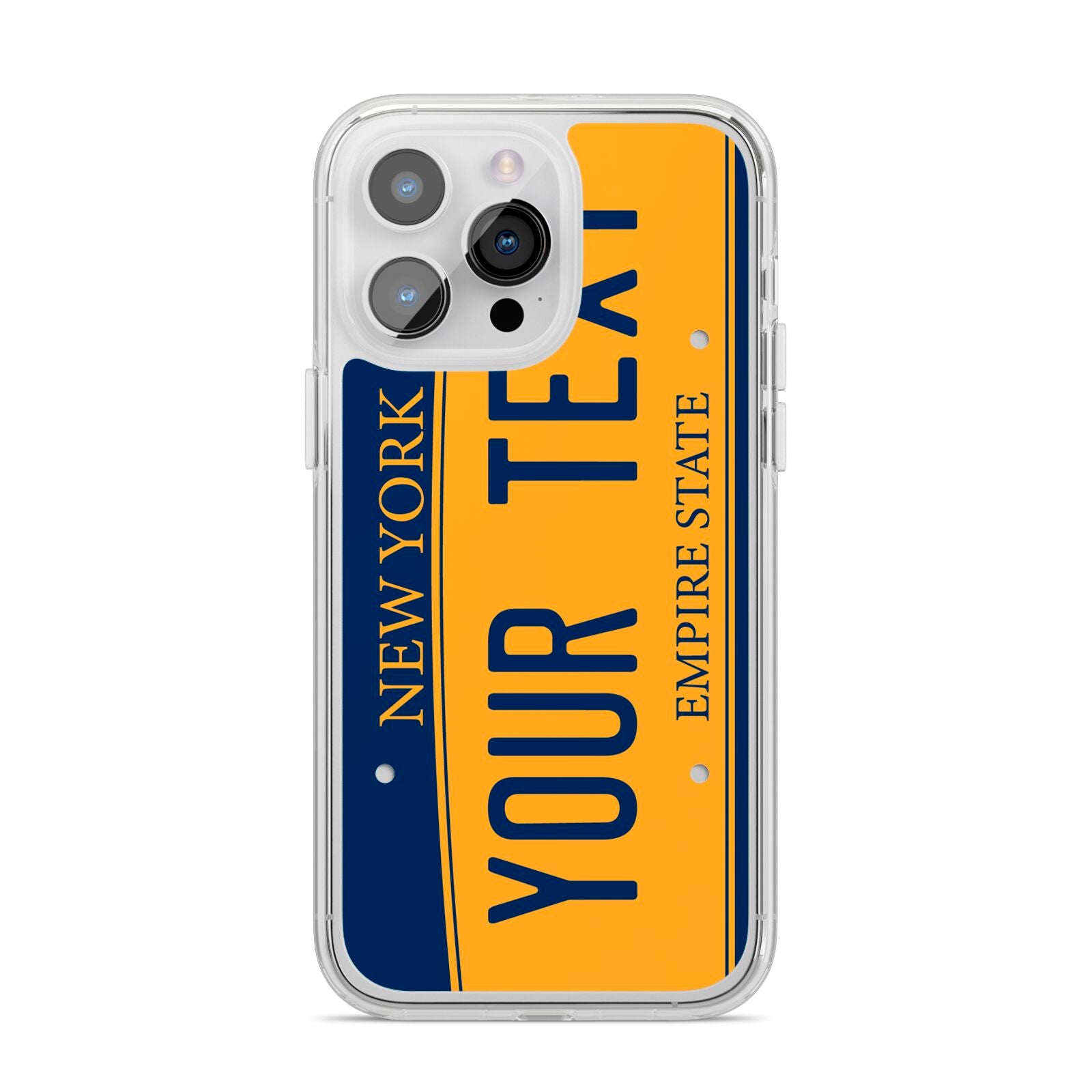 Custom New York License Plate iPhone 14 Pro Max Clear Tough Case Silver