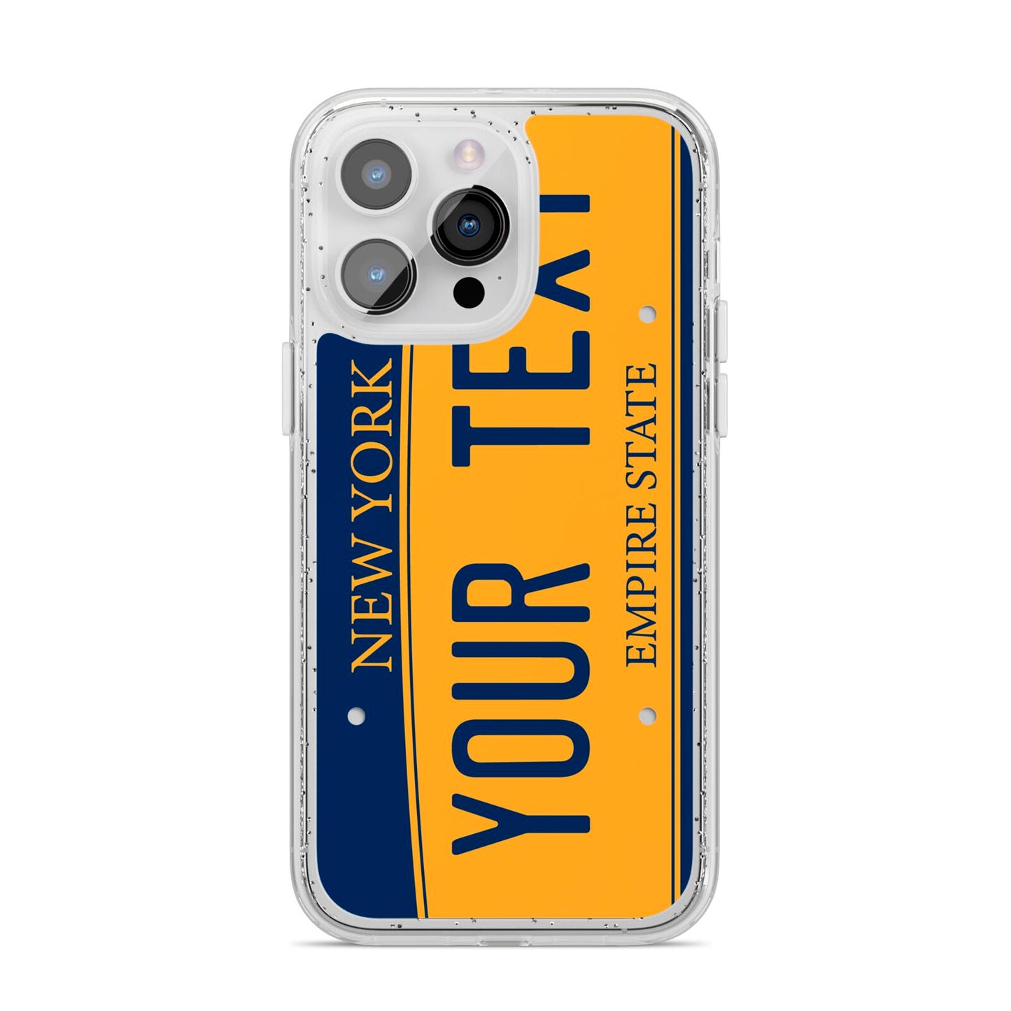 Custom New York License Plate iPhone 14 Pro Max Glitter Tough Case Silver