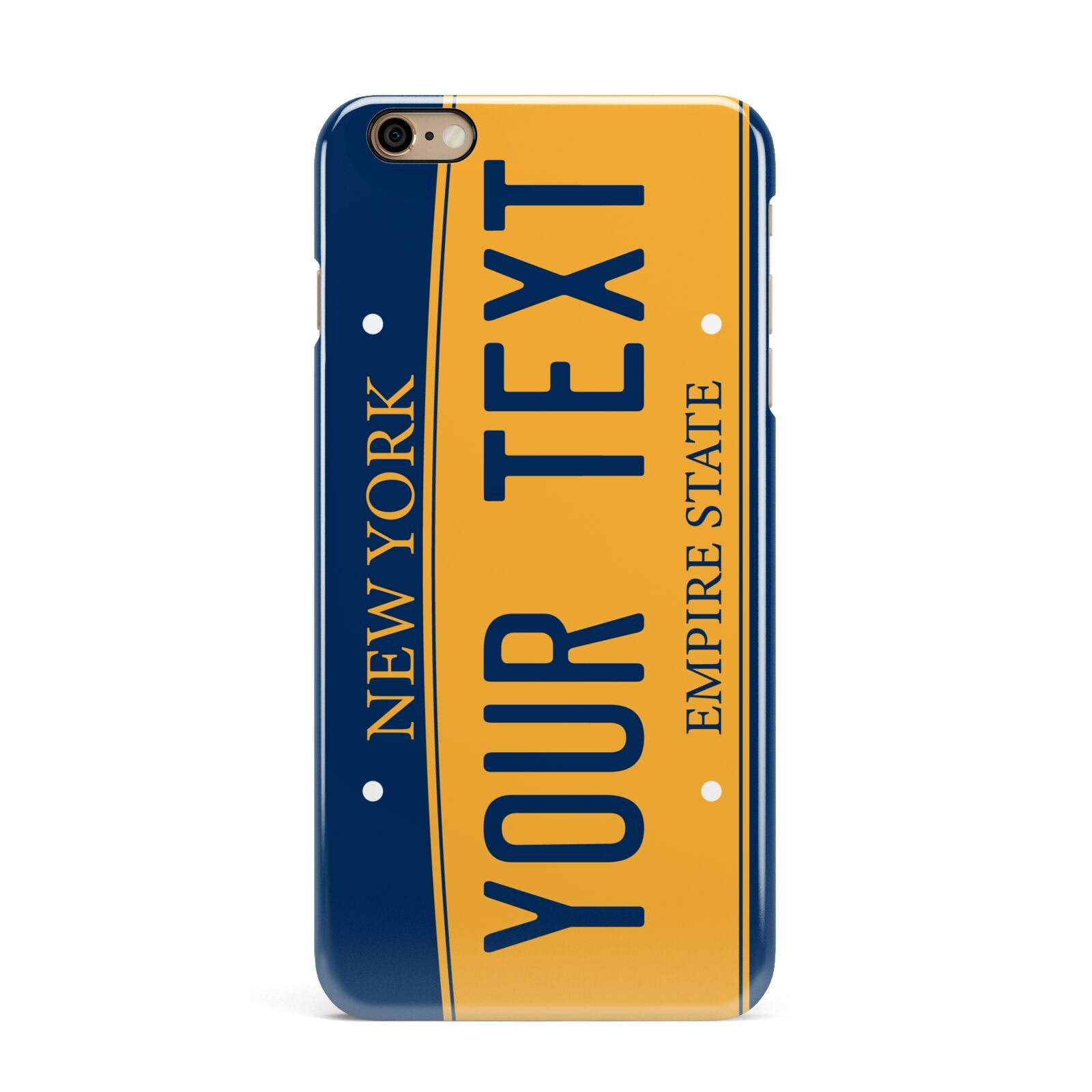 Custom New York License Plate iPhone 6 Plus 3D Snap Case on Gold Phone