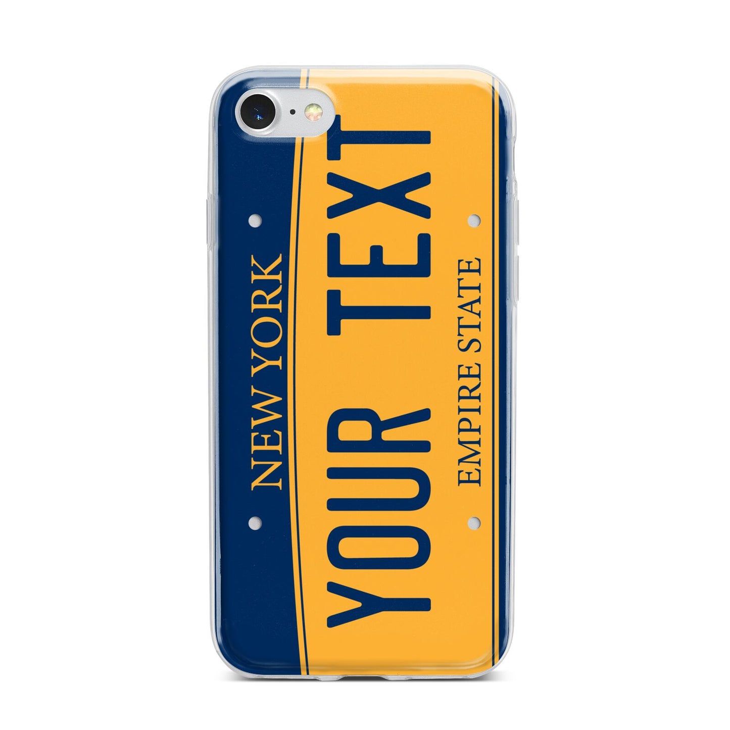 Custom New York License Plate iPhone 7 Bumper Case on Silver iPhone