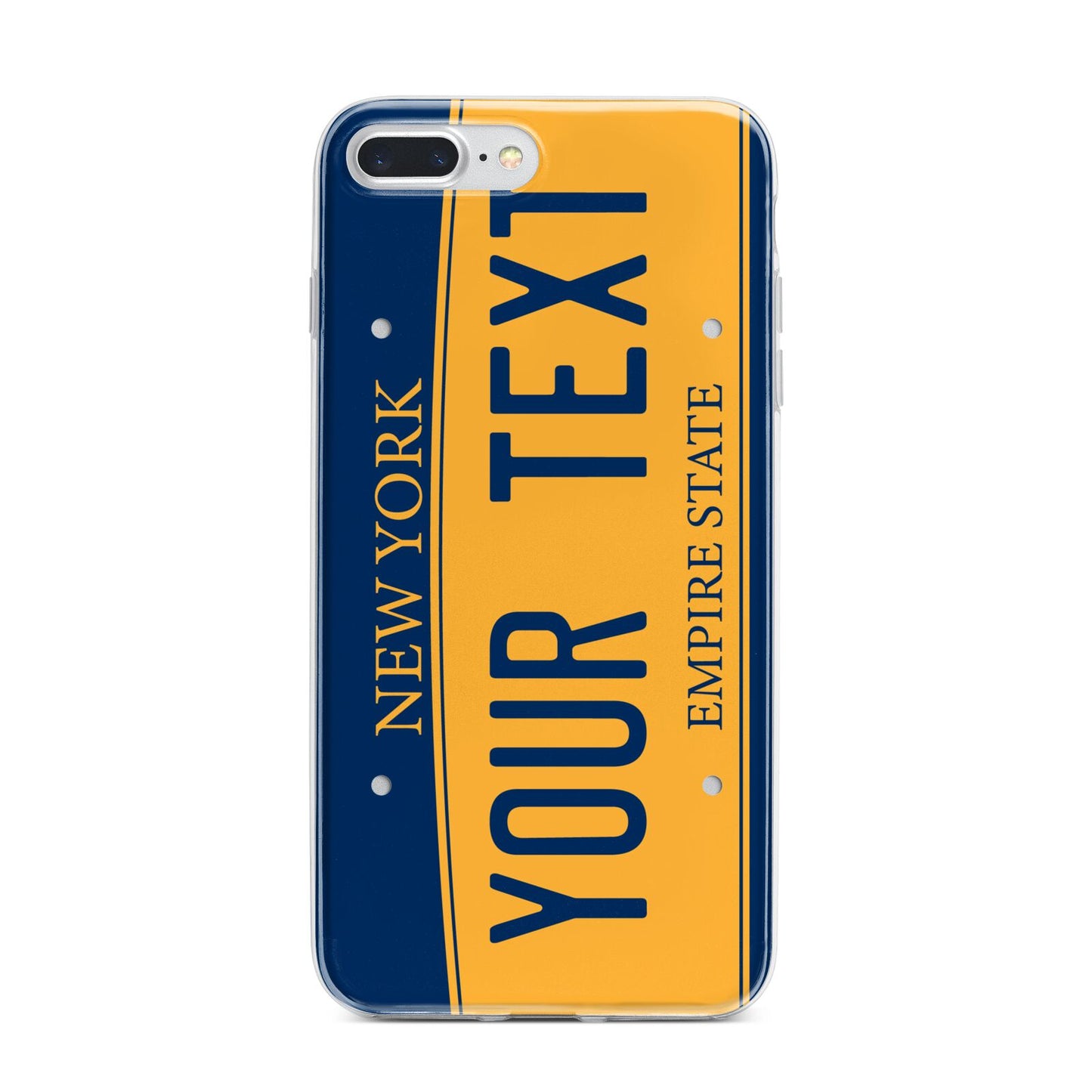 Custom New York License Plate iPhone 7 Plus Bumper Case on Silver iPhone